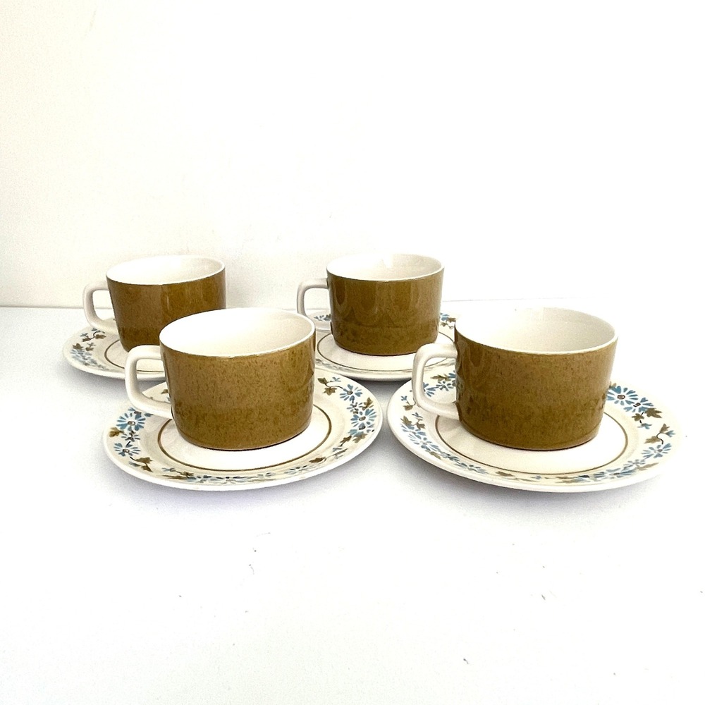 Mikasa Mediterrania Misty 4083 Vintage Cups and Saucers Set of 4 Japan Stoneware